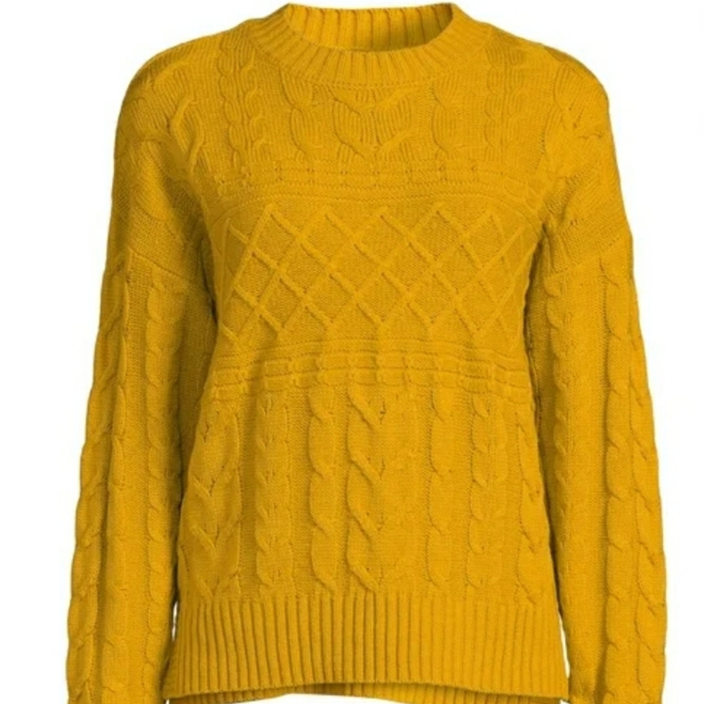 Time and Tru Mustard Cable Knit Sweater